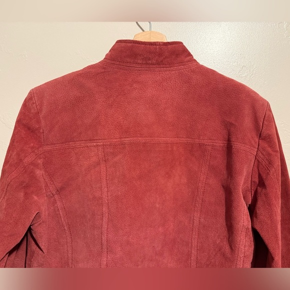 Relativity Vtg Women's Red Rust Suede Bomber Jacket Y2K Genuine Leather Large - Picture 10 of 13